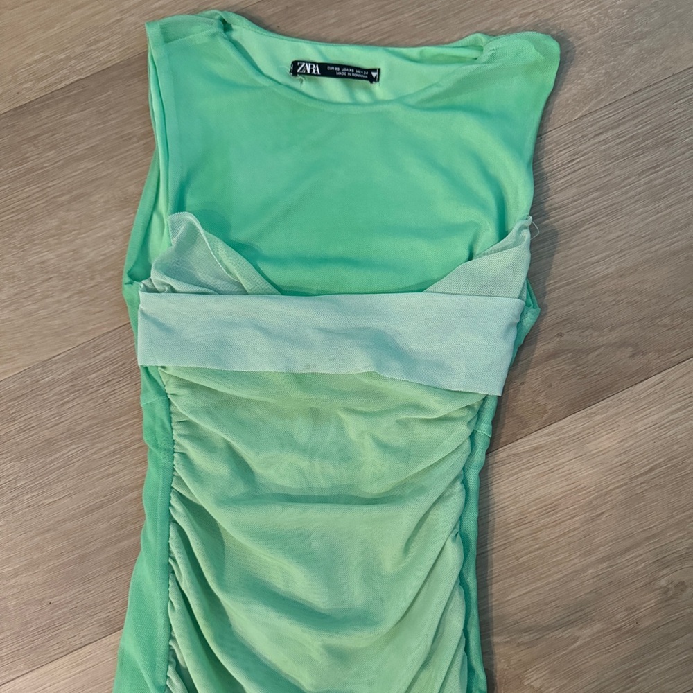 Zara Mint Green Sleeveless Midi Dress